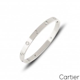 Cartier White Gold Half Diamond Love Bracelet Size 17 B6035817 Cartier White Gold Half Diamond Love Bracelet Size 17 B6035817